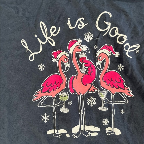 Life is Good Flamingo Santa Long Sleeve tee - Picture 3 of 4